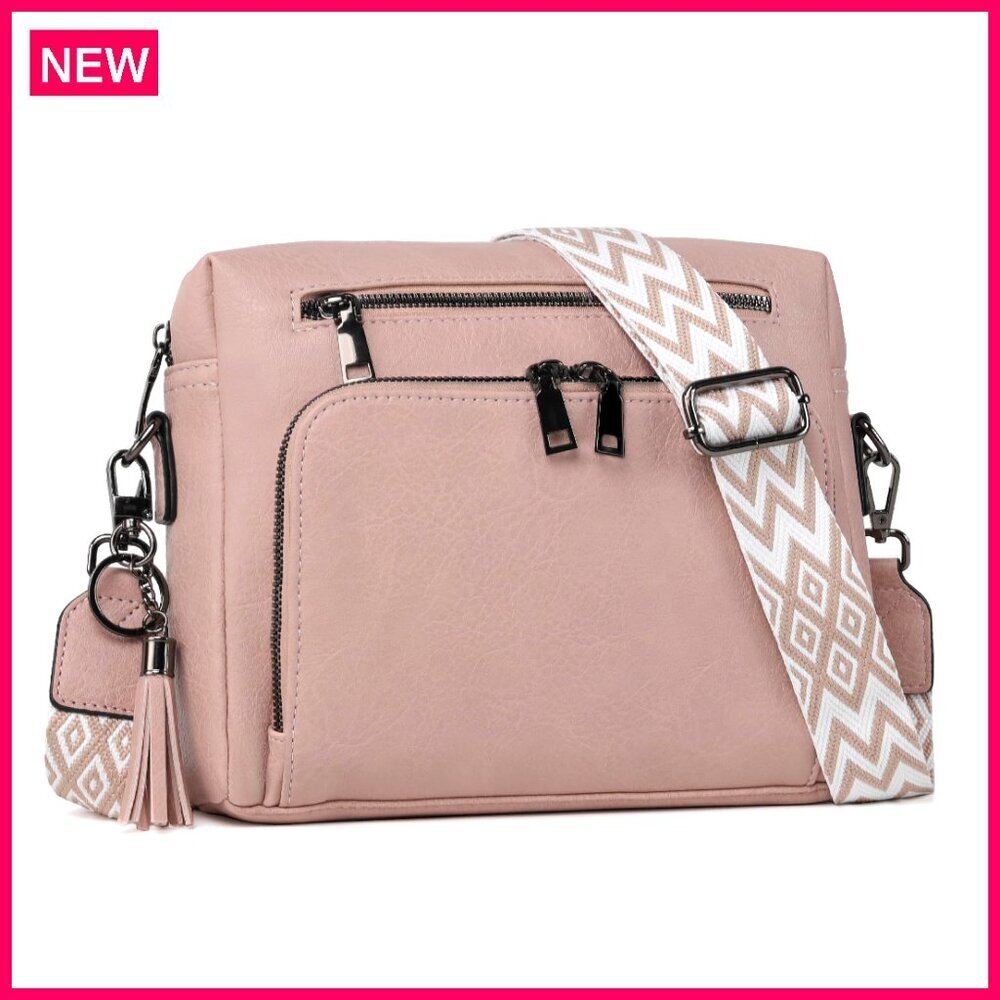 Vegan Leather Crossbody Purse with RFID Wallet, Adjustable Strap, Travel Bag